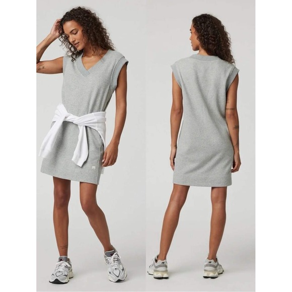 Vuori Dresses & Skirts - Vuori Sedona Vest Dress Light Heather Grey French Terry Sleeveless V-Neck Large